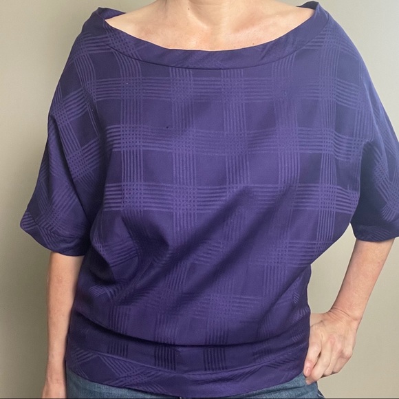 Amber Sakai Purple Boatneck Top - Picture 1 of 9